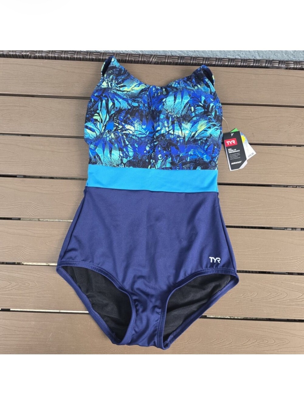 TYR Womens Durafast Elite Cabo Belted Scoop Neck Controlfit Swim Sz 10 New